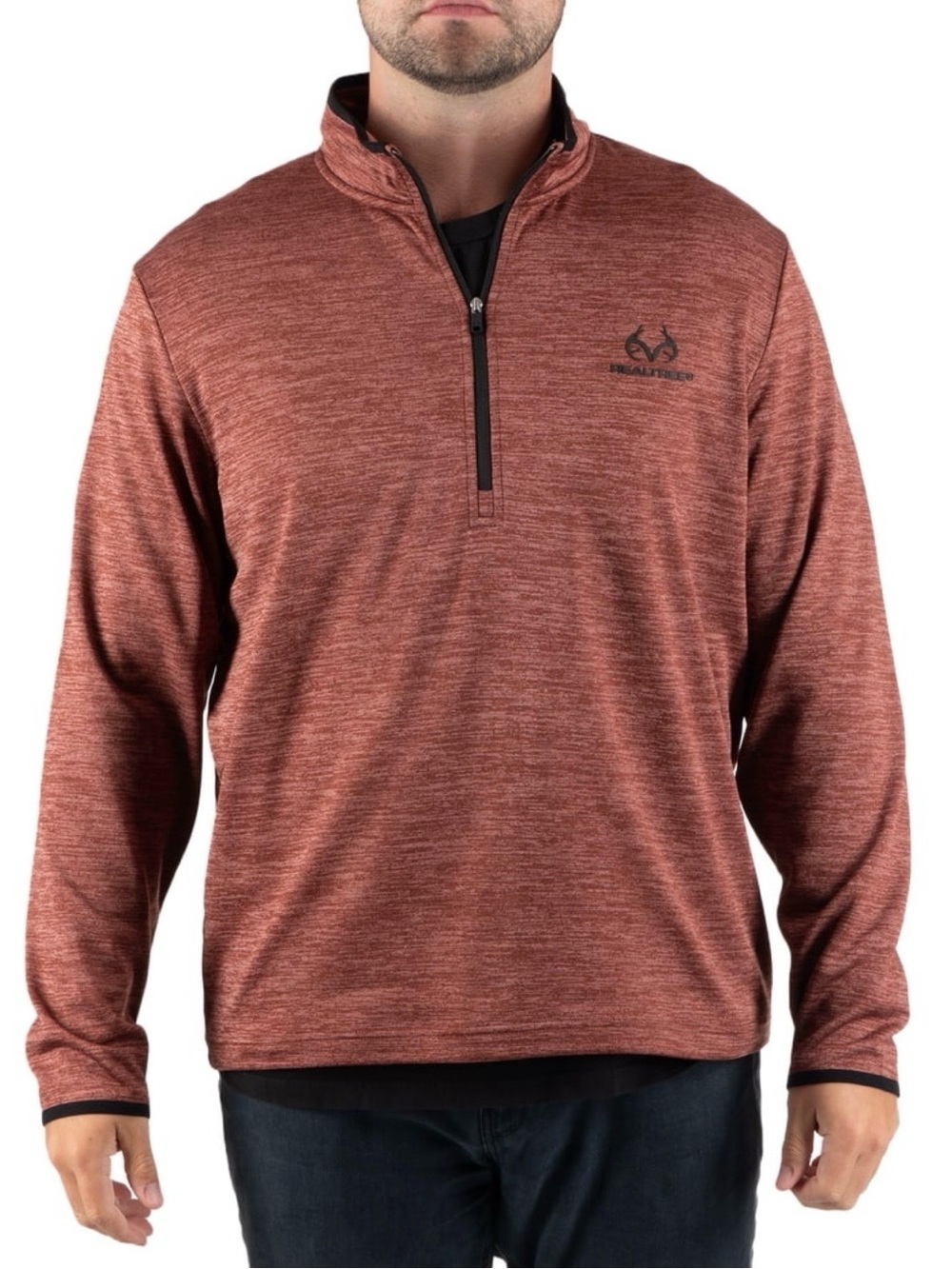 Realtree Burgundy Long Sleeve Performance Pullover Shirt Mens L 1/4 zip Stretch